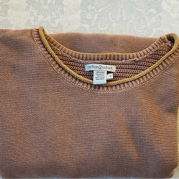 Carbon 2 Cobalt 100% Cotton Pullover Cable Knit Sweater Mens Size Medium - Picture 9 of 9